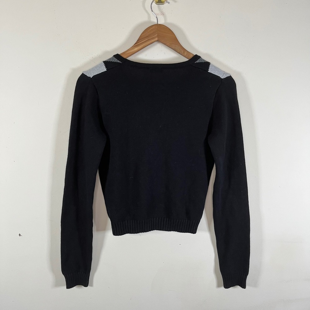 Brandy Melville John Galt Argyle Cropped V-Neck Knit Cardigan Sweater Cotton - Picture 4 of 5